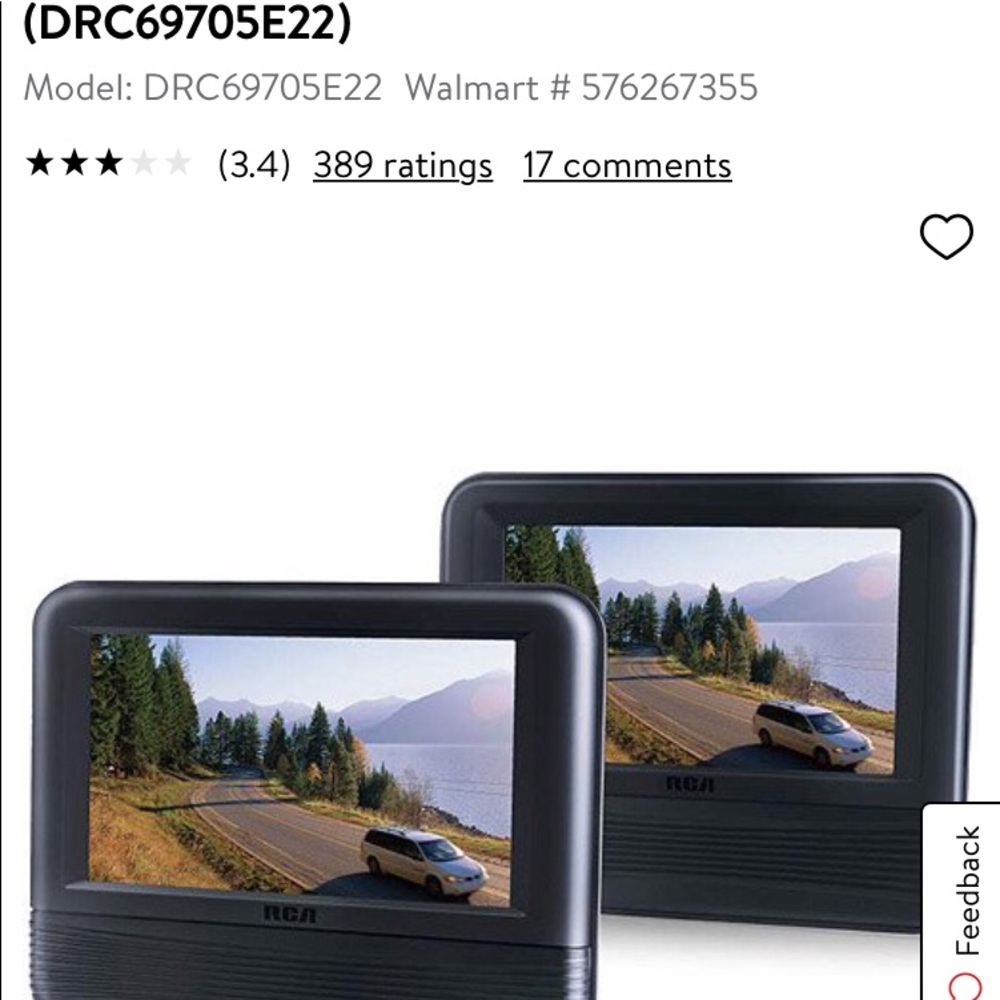 RCA 7” Dual Screen Auto DVD System